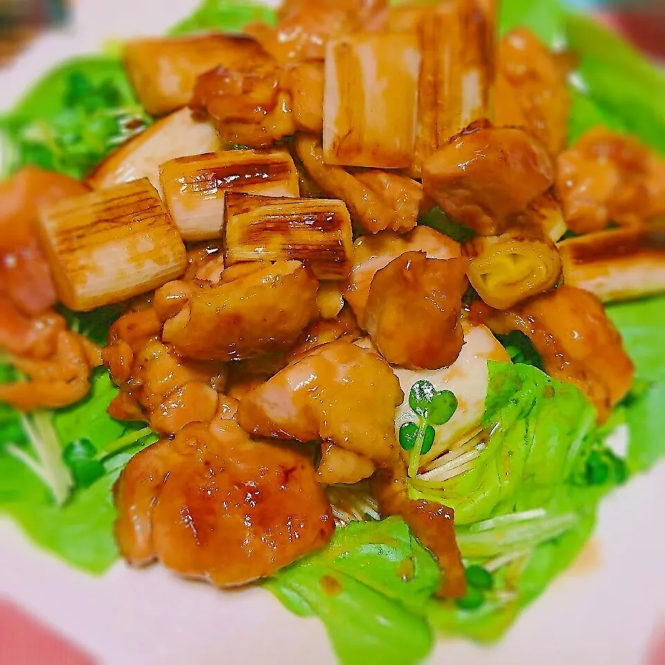 鶏肉とねぎの、焼き鳥風♪|蒼空さん