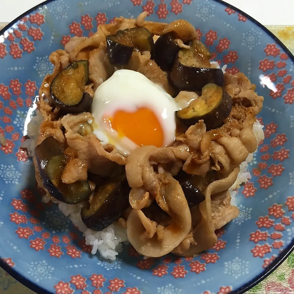 Snapdishの料理写真:豚肉とナスのピリ辛丼|あやさん