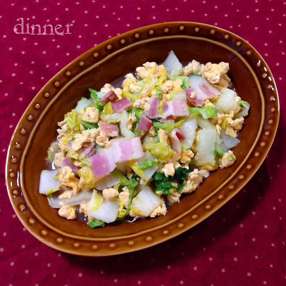 炒り卵と白菜ベーコンの炒め煮|あやさん