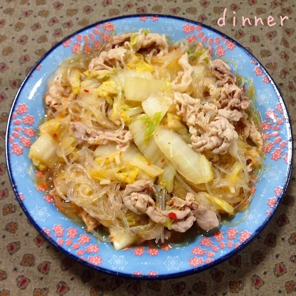 豚肉・白菜と春雨のピリ辛煮|あやさん