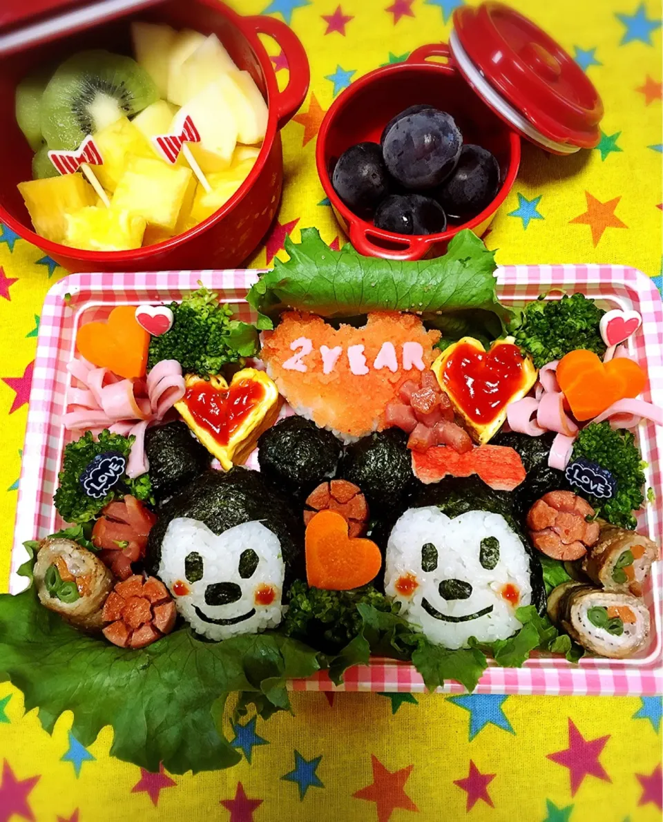 Snapdishの料理写真:#ミッキー＆ミニー弁当|kazuminさん