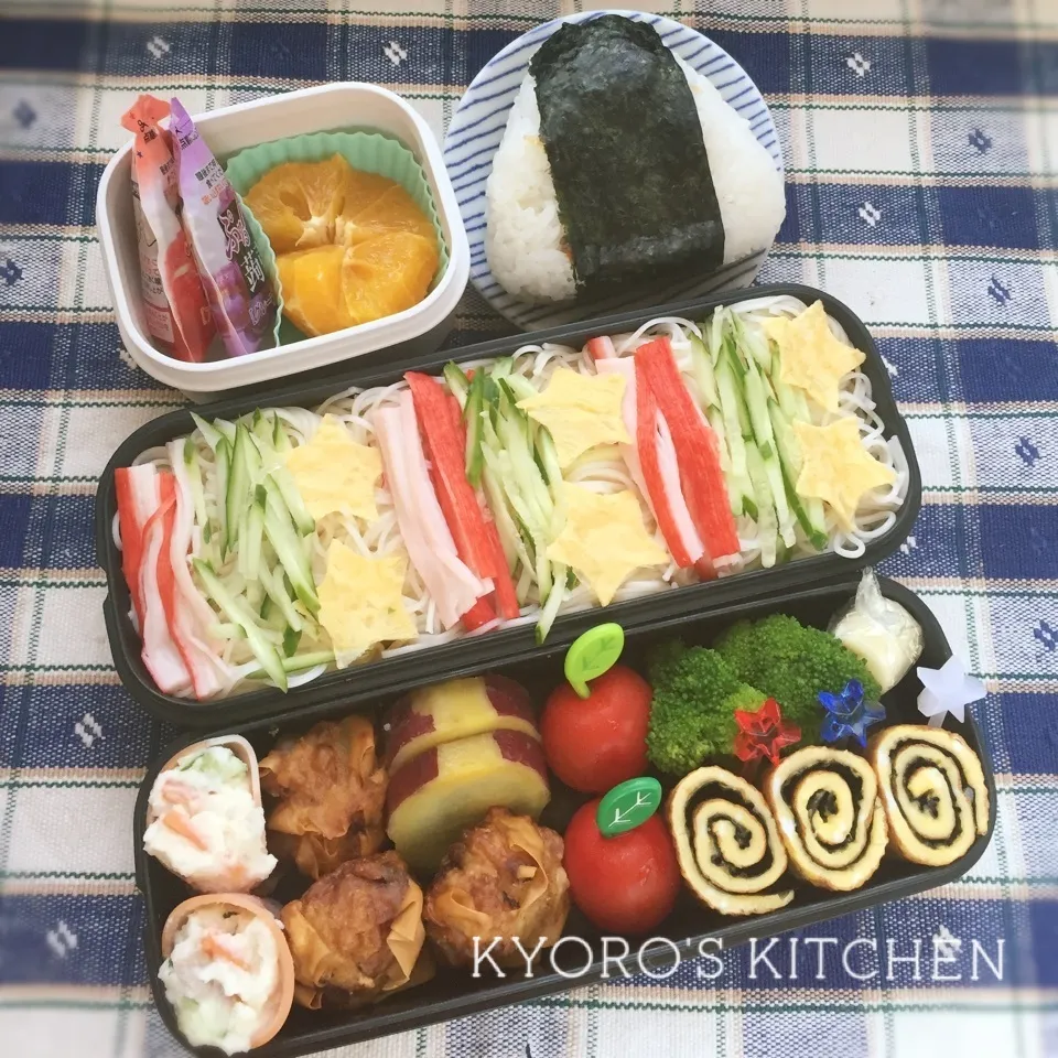 2016年7月7日　中学男子弁当 目指せ美味しいおにぎり|kyoroさん