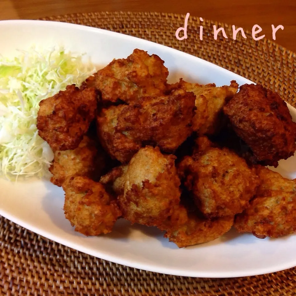 鶏ひき肉とレンコンのふわふわ揚げ|あやさん