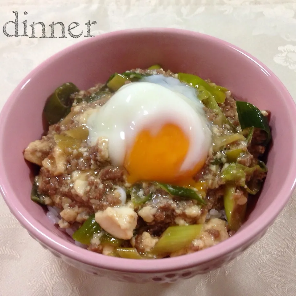 ひき肉と豆腐のすき焼き風丼|あやさん