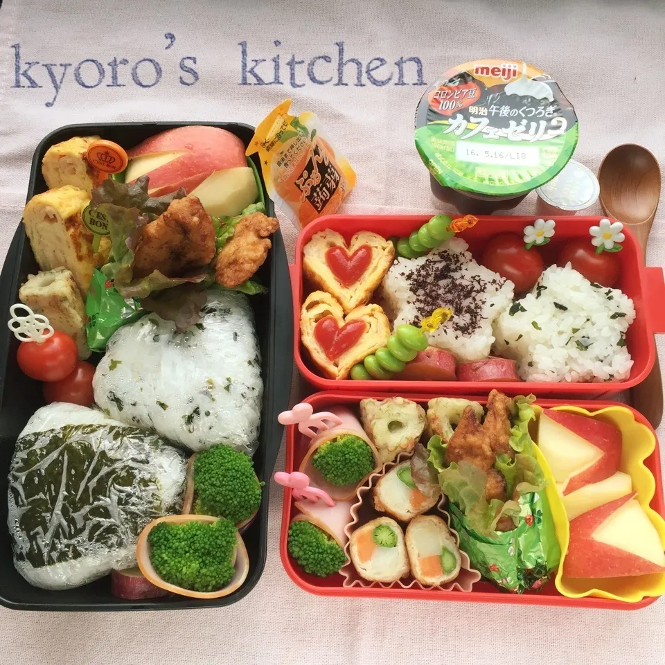 Snapdishの料理写真:2016年3月30日　中学男子部活弁当 & 小学女子学童弁当|kyoroさん