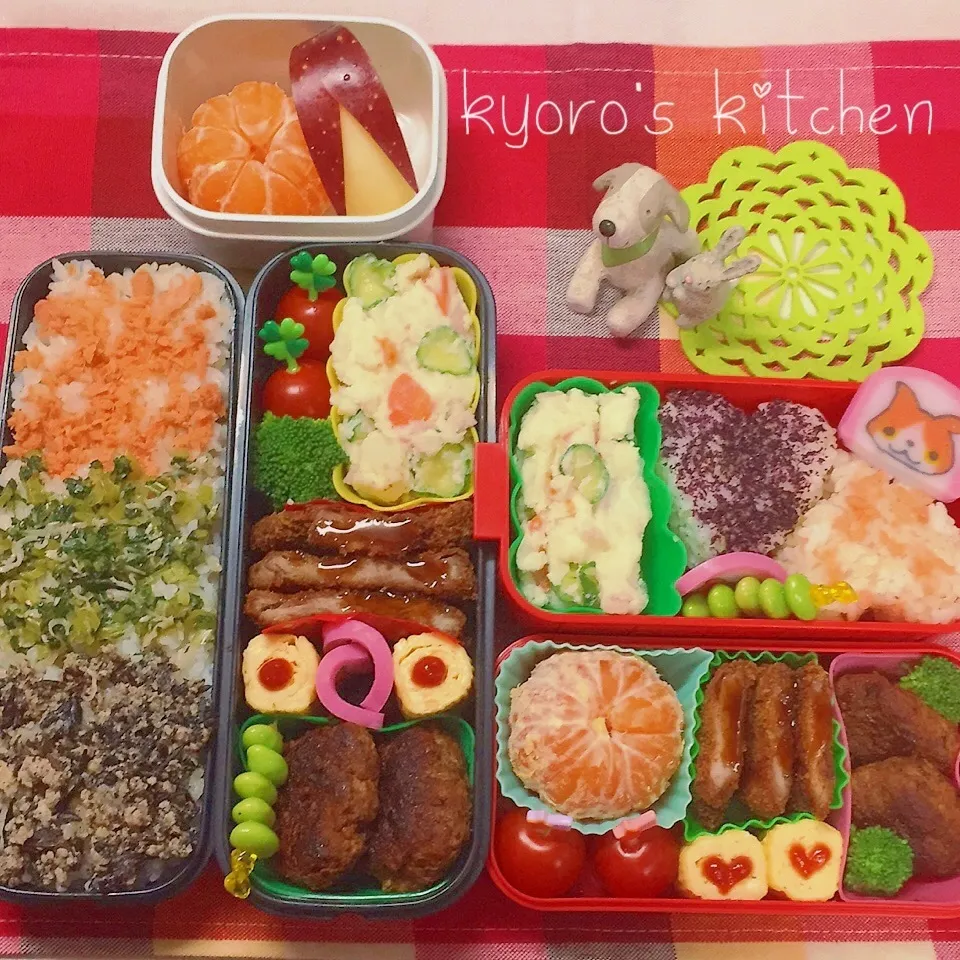 Snapdishの料理写真:2015年11月16日 中学男子 & 小学女子 弁当|kyoroさん