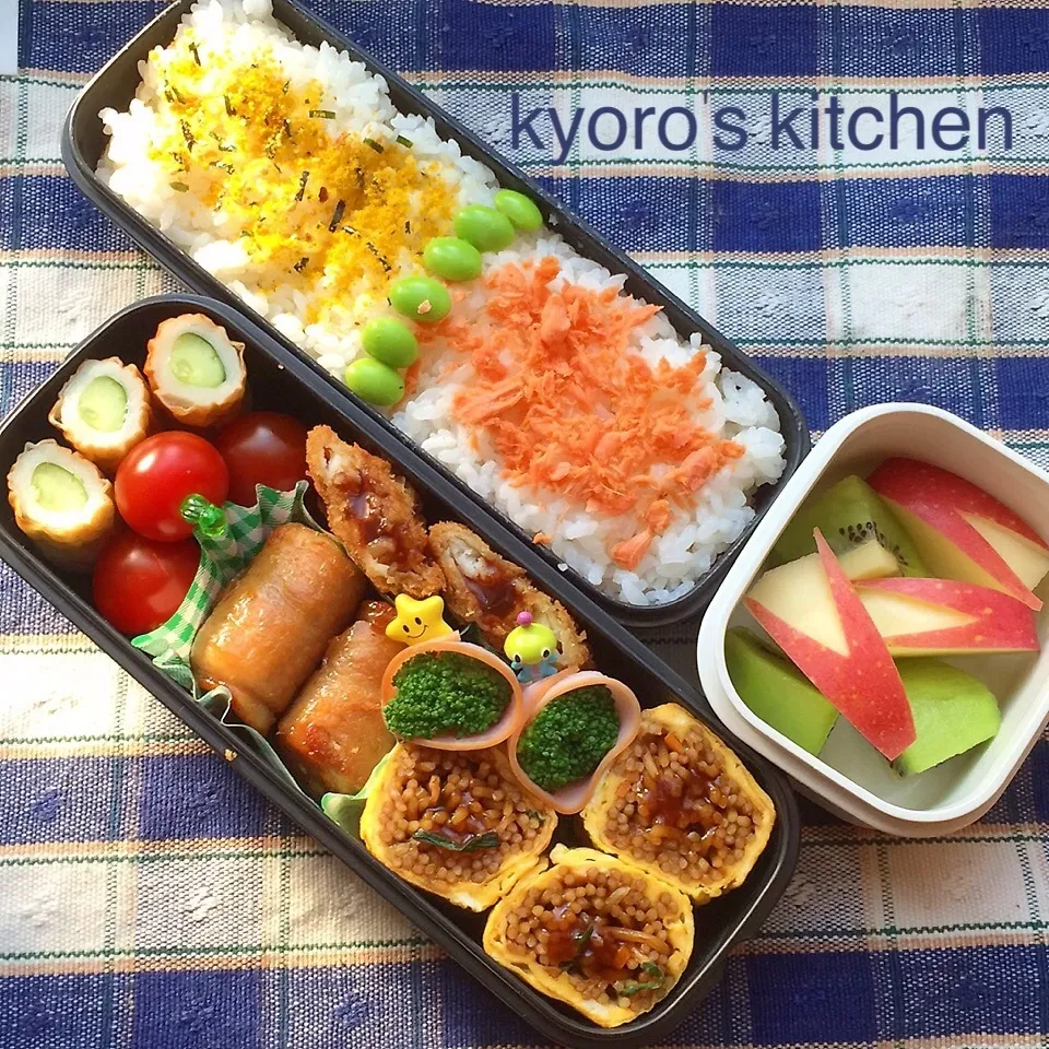 Snapdishの料理写真:2015年6月1日 中学男子弁当|kyoroさん