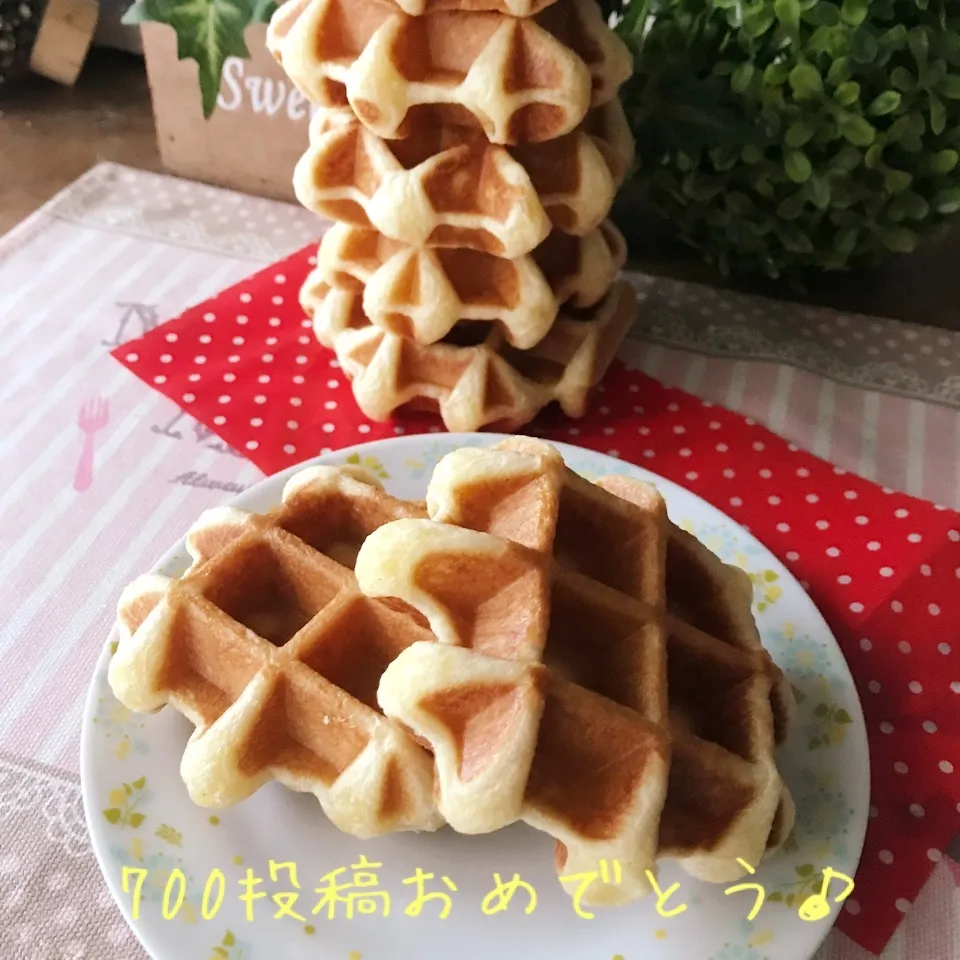 Snapdishの料理写真:いちさん♡祝700投稿☆ワッフル♡|あやちゃんママさん