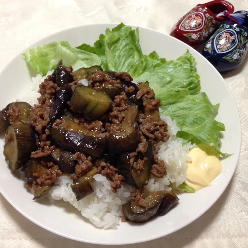 茄子とひき肉の甘辛のっけご飯|あやさん