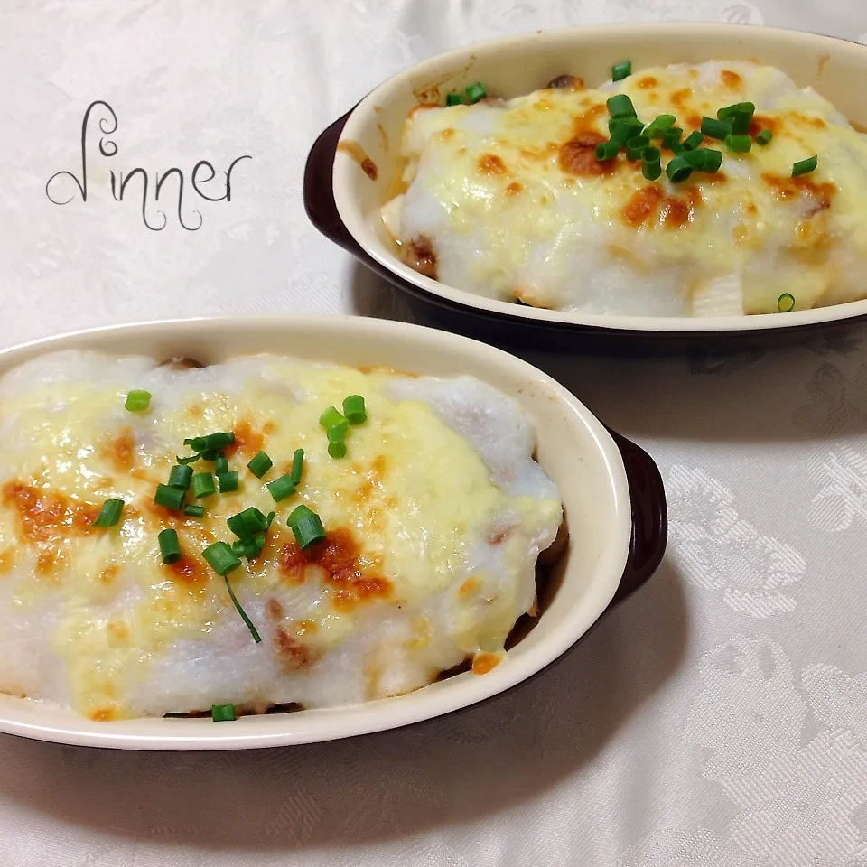 豚バラと長芋のネギ味噌グラタン|あやさん