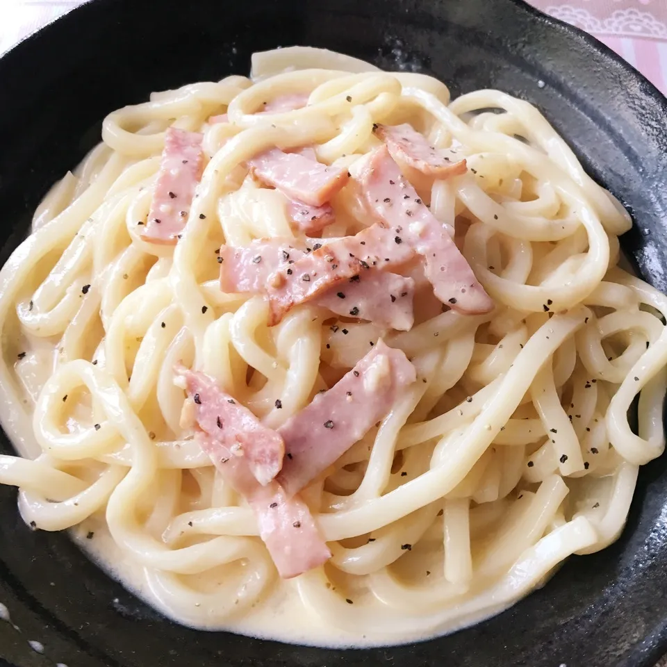 お昼はカルボナーラうどん♪|あやちゃんママさん