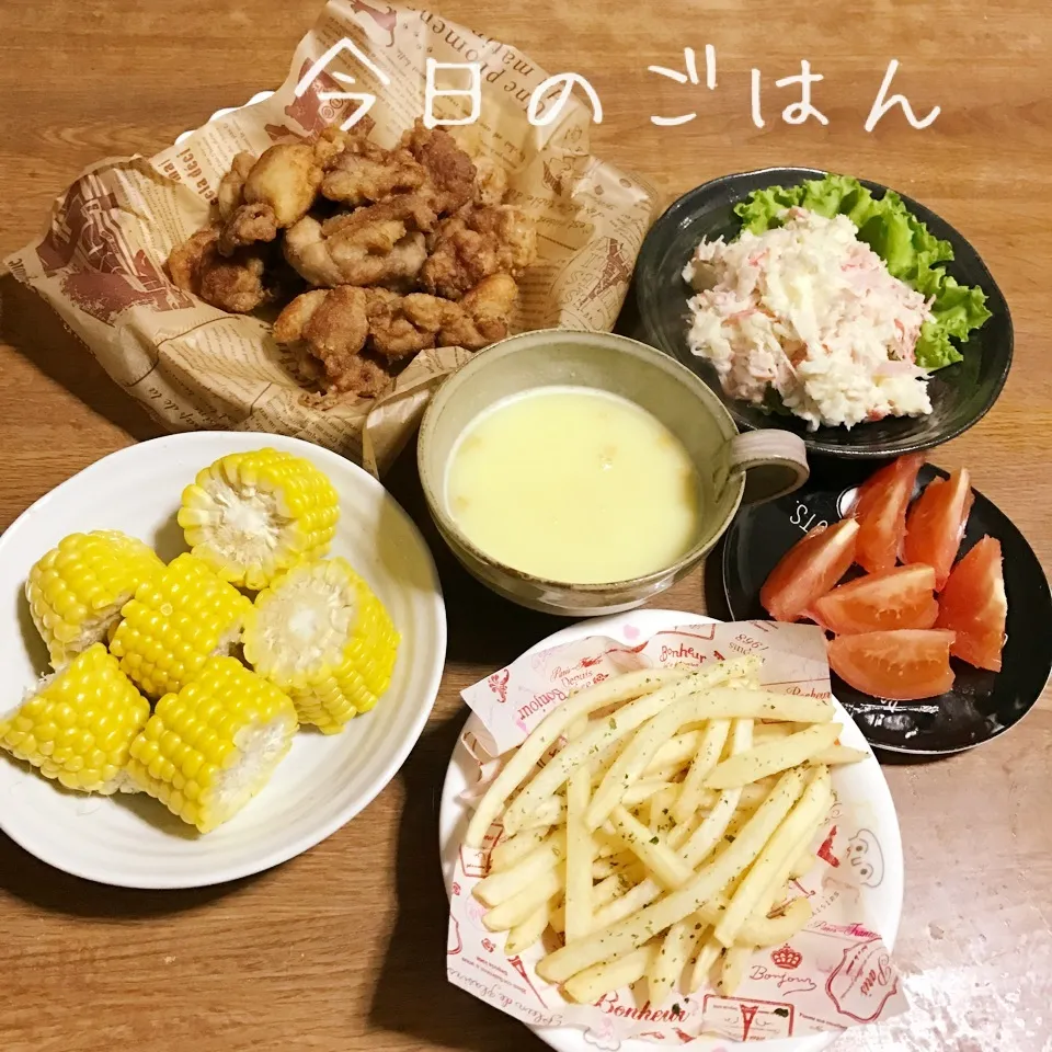 Snapdishの料理写真:晩ごはん☆ちびちゃんハピバ♡|あやちゃんママさん