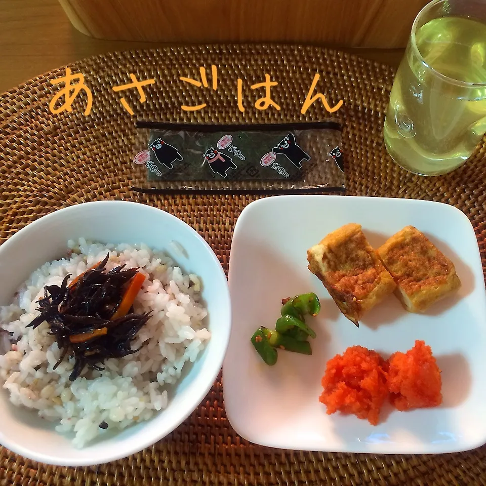 お弁当の残りで朝ご飯|ameameさん