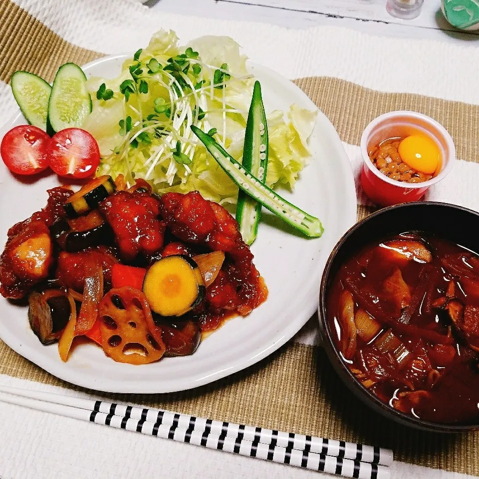 Snapdishの料理写真:⭐Dinner⭐鶏と野菜の黒酢あん風🦃|Laniさん