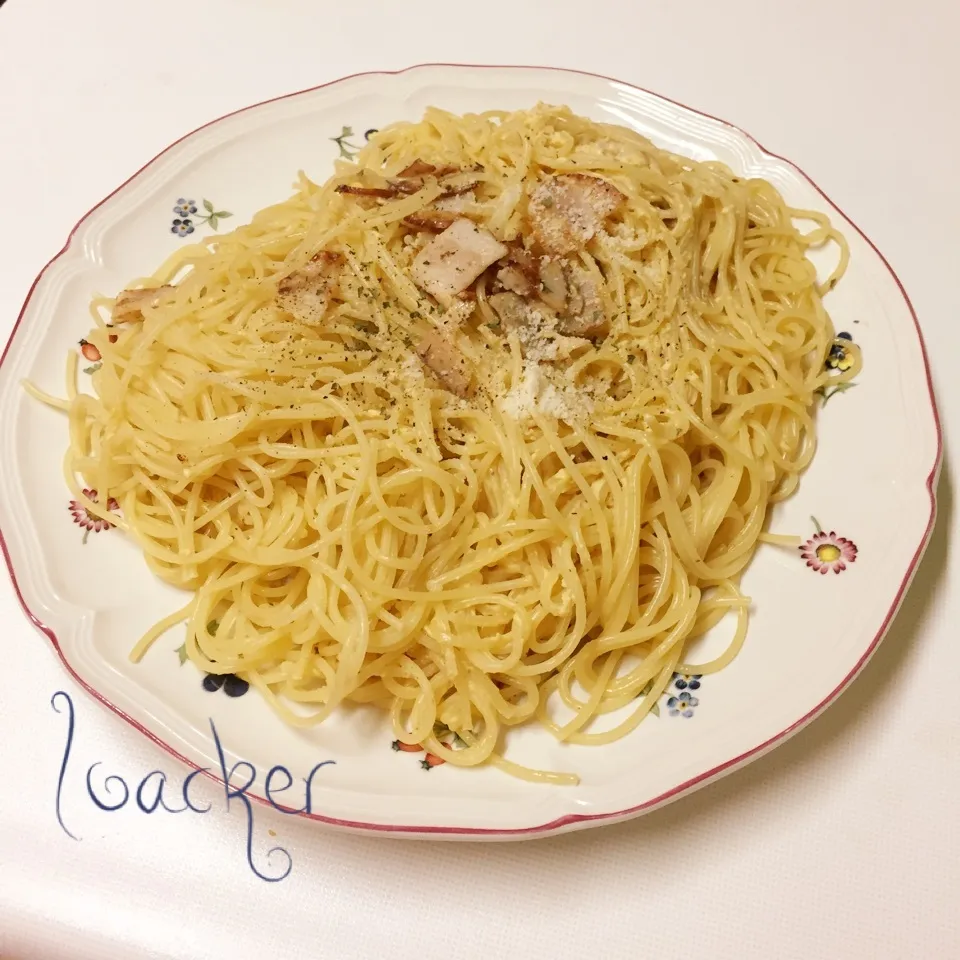 Snapdishの料理写真:2017.2.24 息子作カルボナーラ|Loackerさん