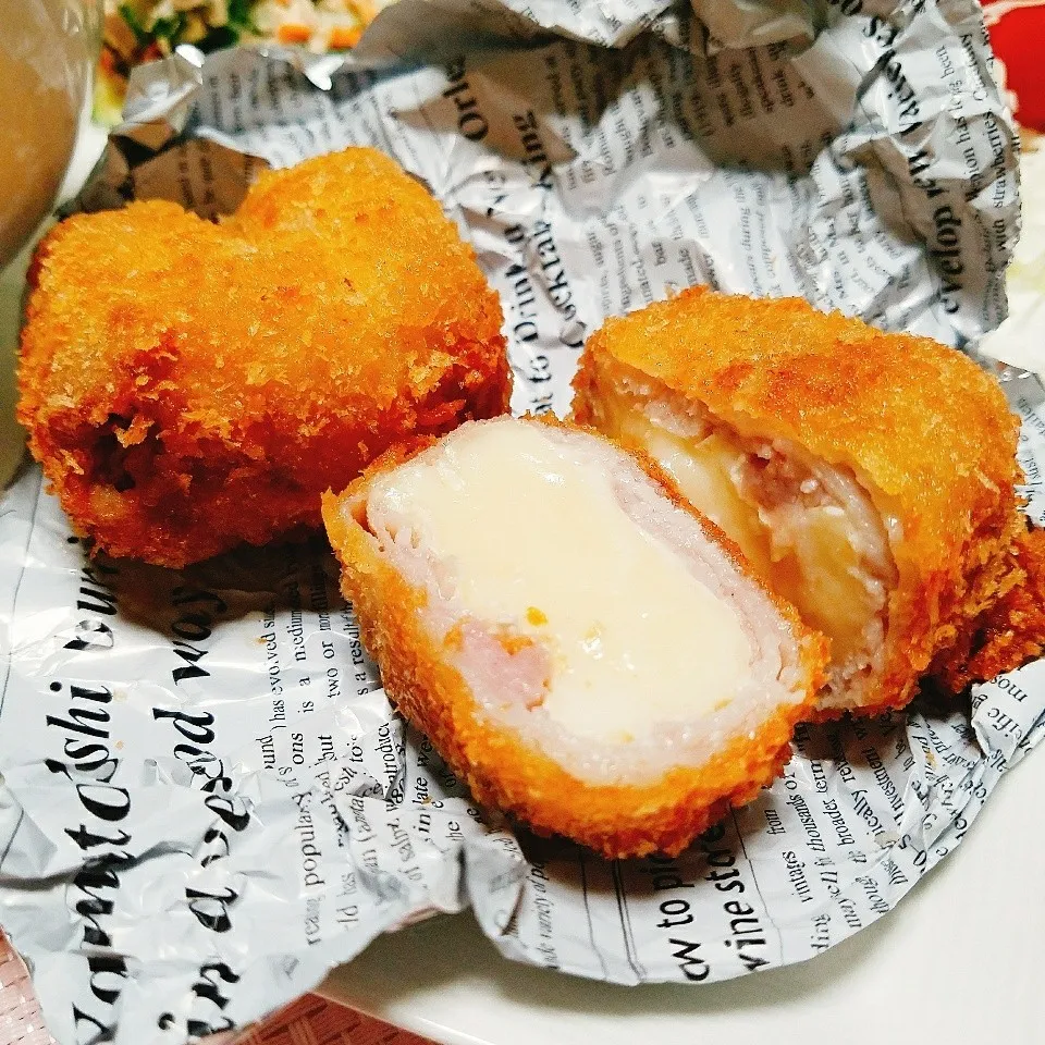 Snapdishの料理写真:⭐Dinner⭐カマンベール肉巻きフライ🧀|Laniさん