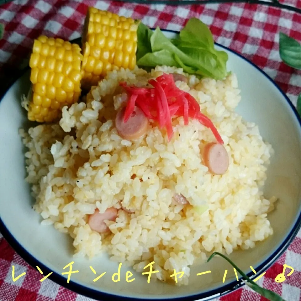 Snapdishの料理写真:今日のランチ☆レンチンdeネギと卵のチャーハン♪|あやちゃんママさん