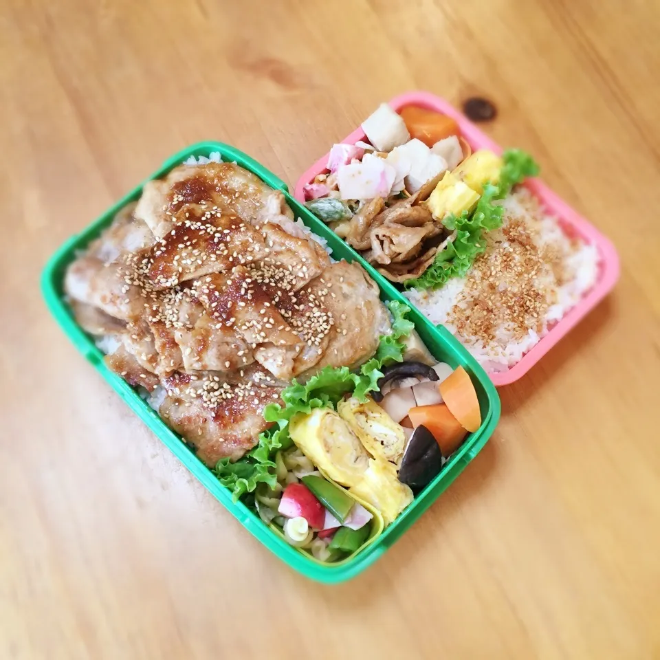 Snapdishの料理写真:2016.5.25 姉弟弁当 〜豚肉焼肉弁当|Loackerさん