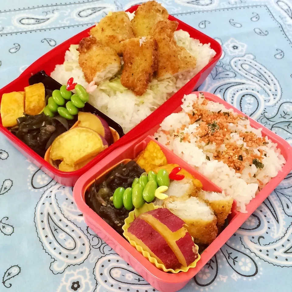 Snapdishの料理写真:女子高生と中学男子のお弁当|Loackerさん