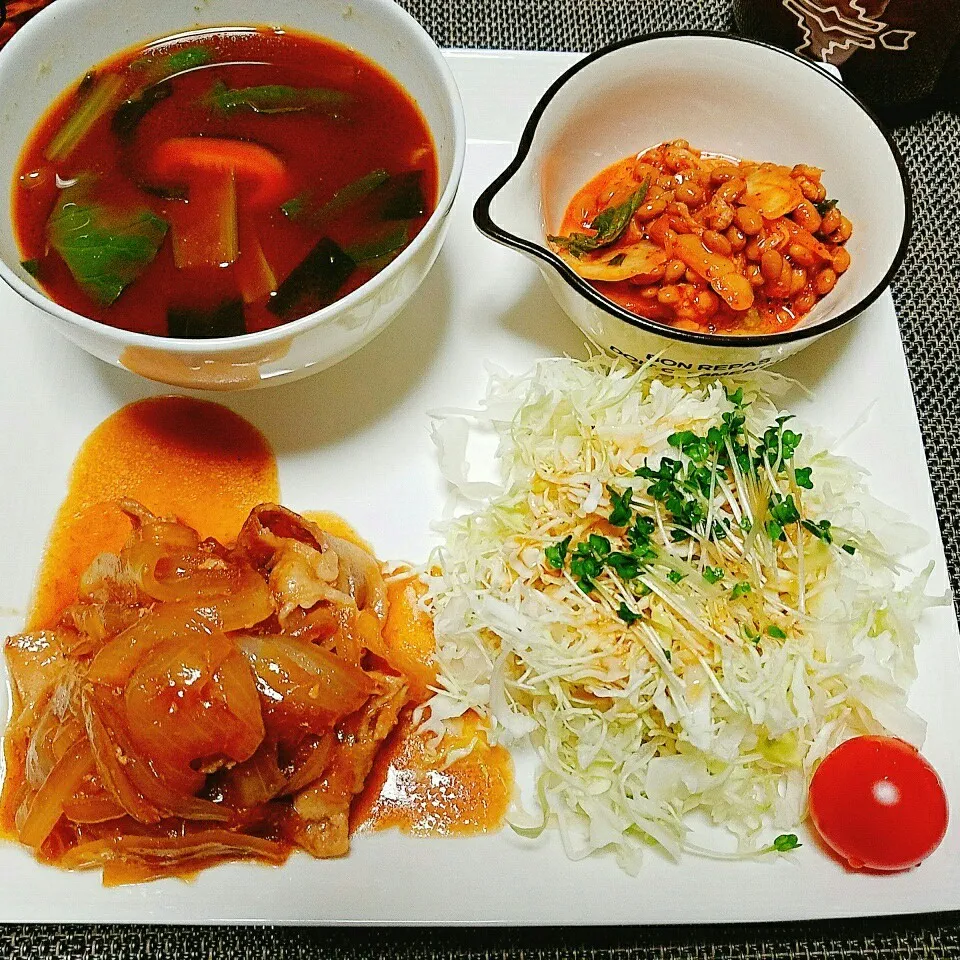 Snapdishの料理写真:晩ご飯✨豚のしょうが焼き🍚🍴|Laniさん