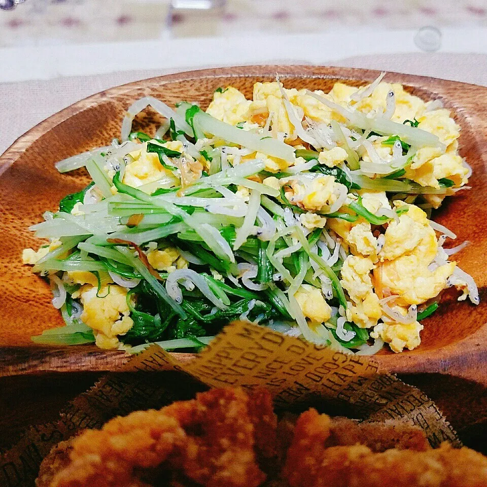 マネっ子✨卵と水菜の胡麻ジャコおかか和え🍴|Laniさん