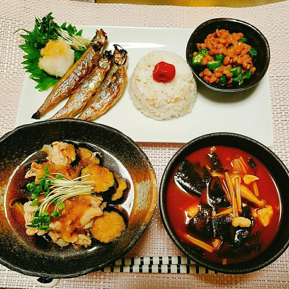 晩ご飯✨茄子と豚しゃぶのみぞれ和風マリネ🍚🍴|Laniさん