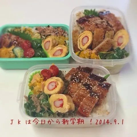 Snapdishの料理写真:中学野球部男子&JK+1サンマの蒲焼弁当 2014.9.1|Loackerさん