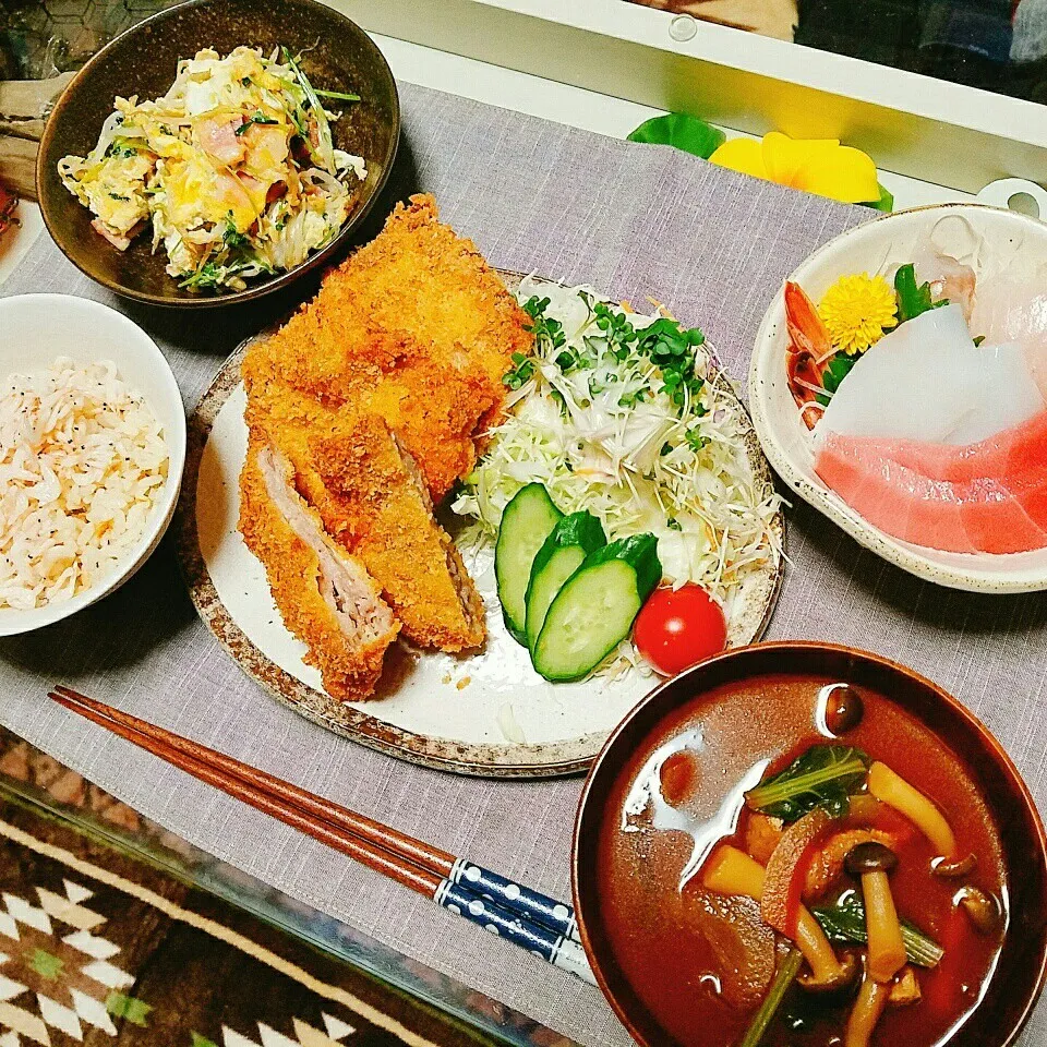 晩ご飯✨ミルフィーユ豚カツ🍚🍴|Laniさん