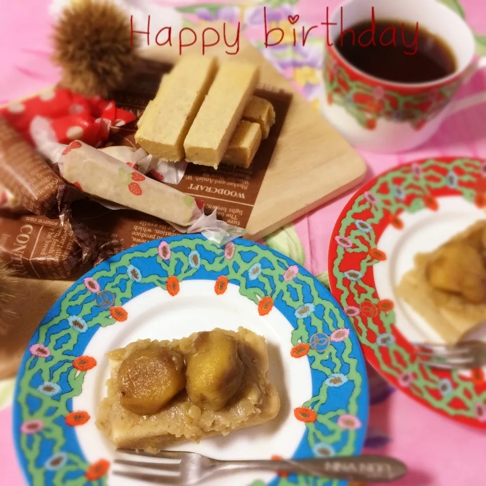 ななはん💗マロンベイクドチーズケーキで乾杯🎂|noeさん