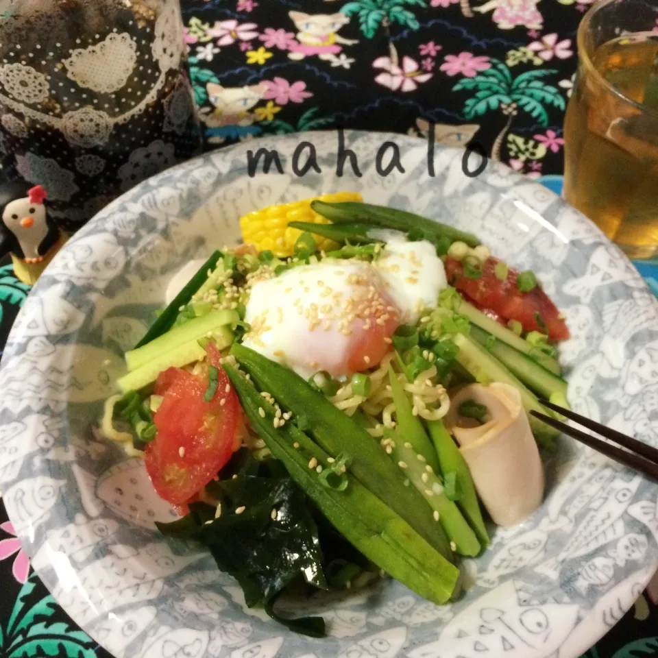 Snapdishの料理写真:naoちゃんの中華ダレで具沢山中華うんま〜💓温玉バ〜ジョン|noeさん