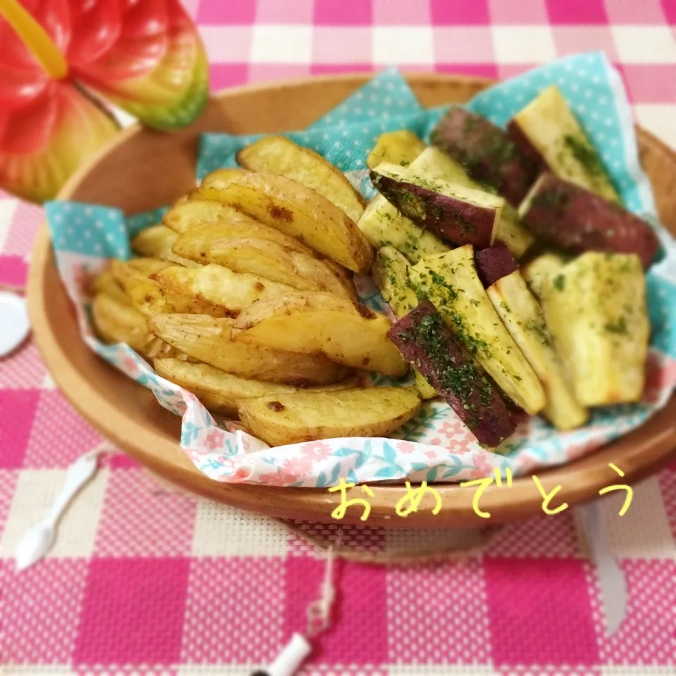 今日のおやつはフライドカレーポテト&フライド青海苔💗|noeさん