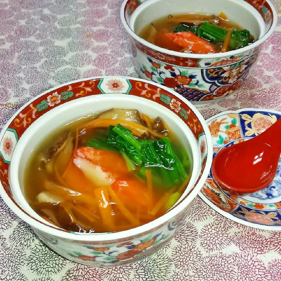 Snapdishの料理写真:けろちゃん🐸の山いもの蒸し饅頭🍜野菜あんかけ|♡純子♡さん