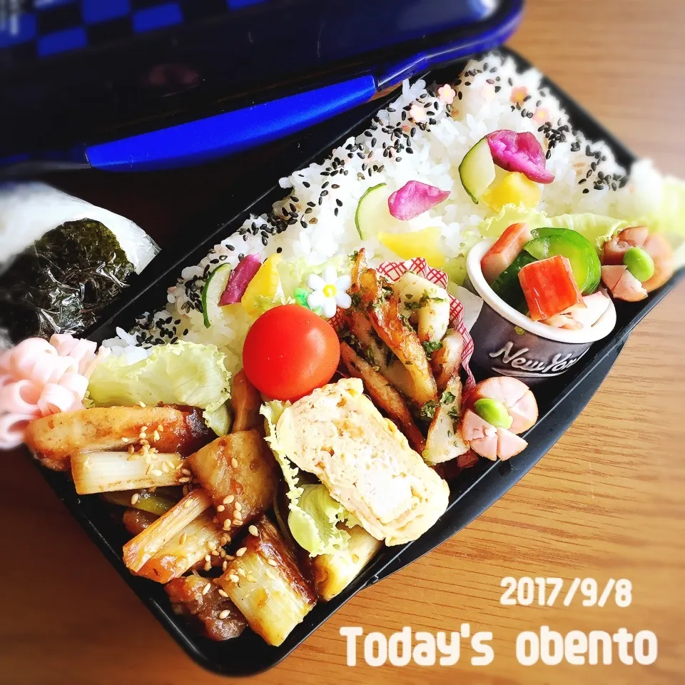 高3男子弁当〜からちゃんのフライパンネギま♡で花金おべんと♪|yukimiya7262さん