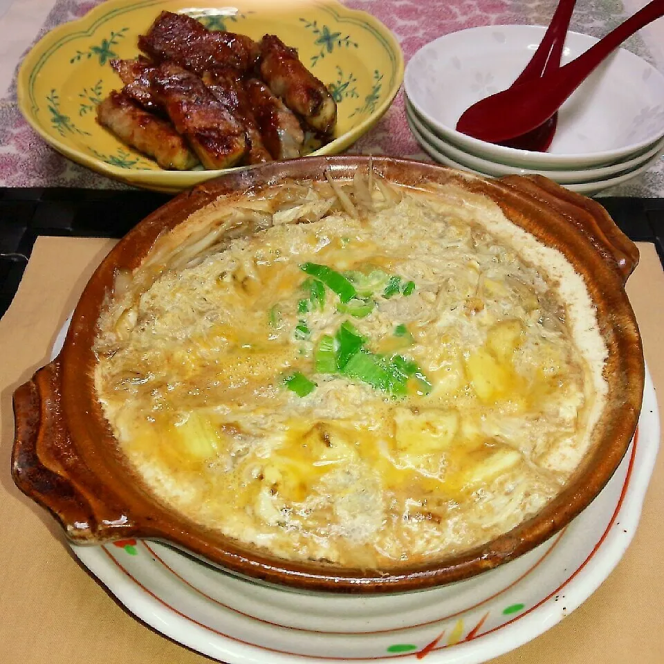 豚ﾊﾞﾗ肉🐷とごぼうで柳川鍋風🍲なすも入れちゃった😁|♡純子♡さん