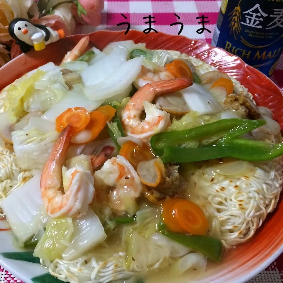 Snapdishの料理写真:アレでチャチャっと海鮮あんかけ焼きそばやで〜☆|noeさん