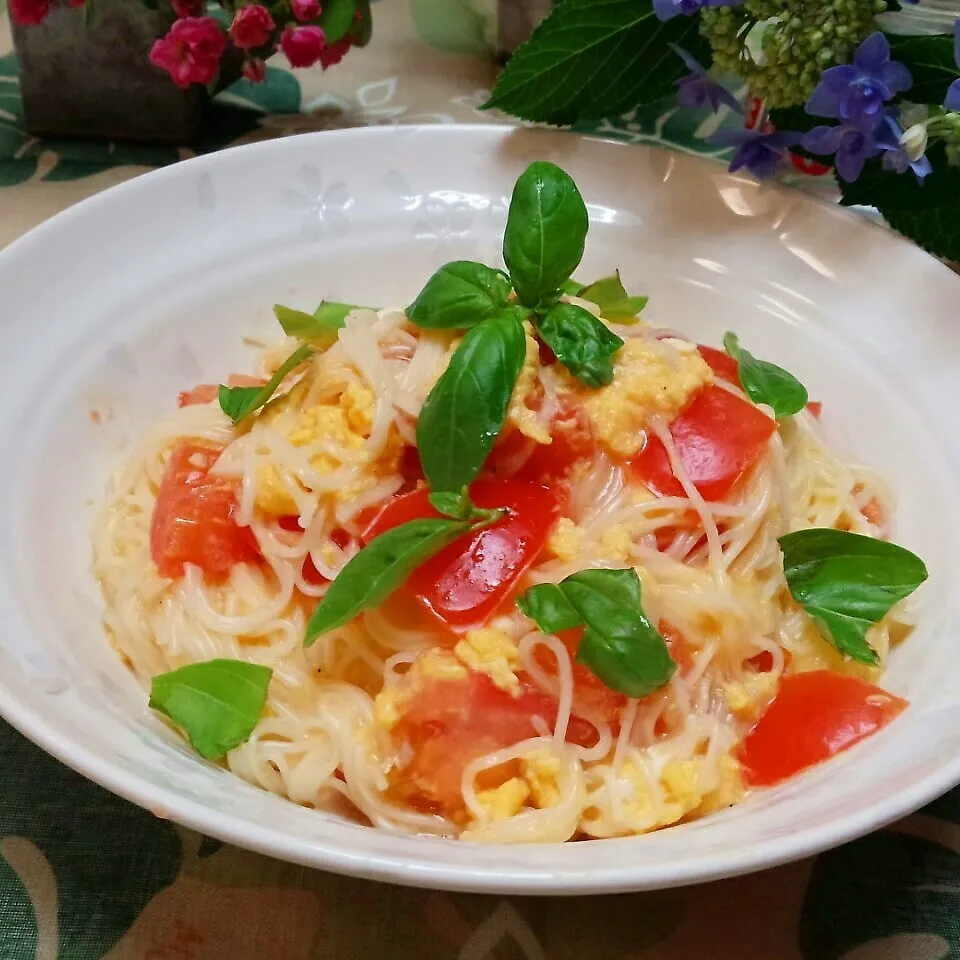 Snapdishの料理写真:ﾌﾗｲﾊﾟﾝできちゃう素麺でｲﾀﾘｱﾝ🍝凄くかんたん😉|♡純子♡さん