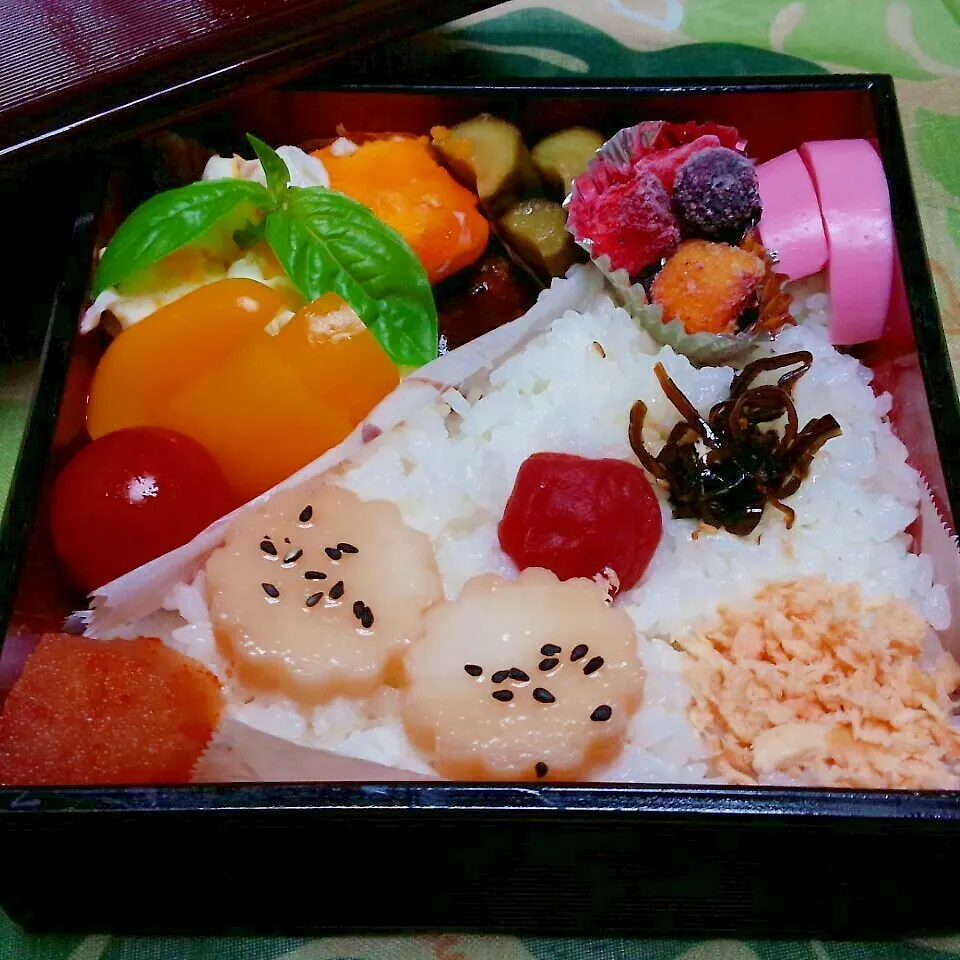 Snapdishの料理写真:ハンバーグ弁当🍱爆発卵のっけ😜うまいことごまかした|♡純子♡さん