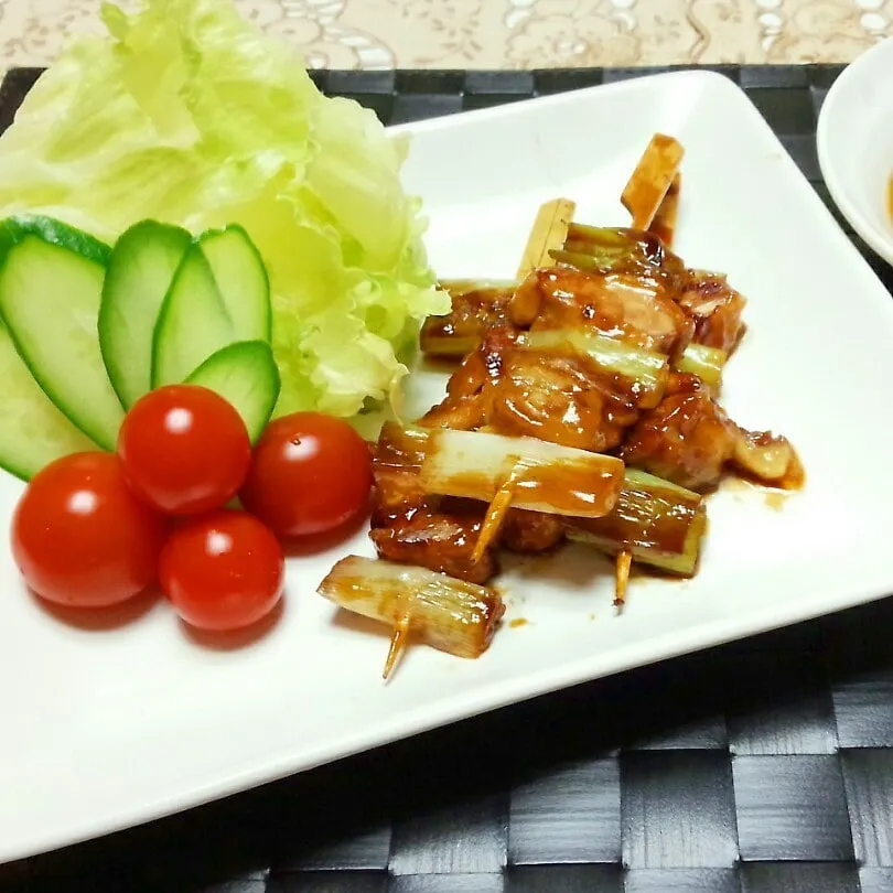 ﾌﾗｲﾊﾟﾝで焼き鳥🎶ゆで汁でｽｰﾌﾟも作りますよ😋💕|♡純子♡さん