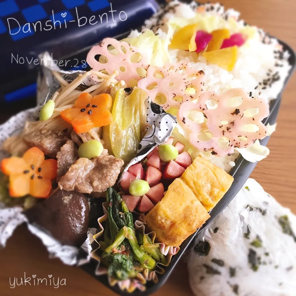 11/28☁高2男子弁当〜すき焼きでNBO弁当(๑⊙ლ⊙)|yukimiya7262さん