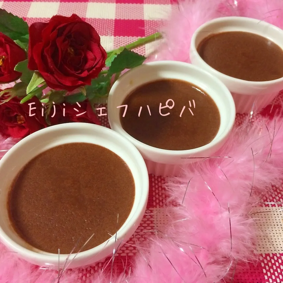 Snapdishの料理写真:Eijiシェフ♡チョコプリンでおめでとう♡|noeさん