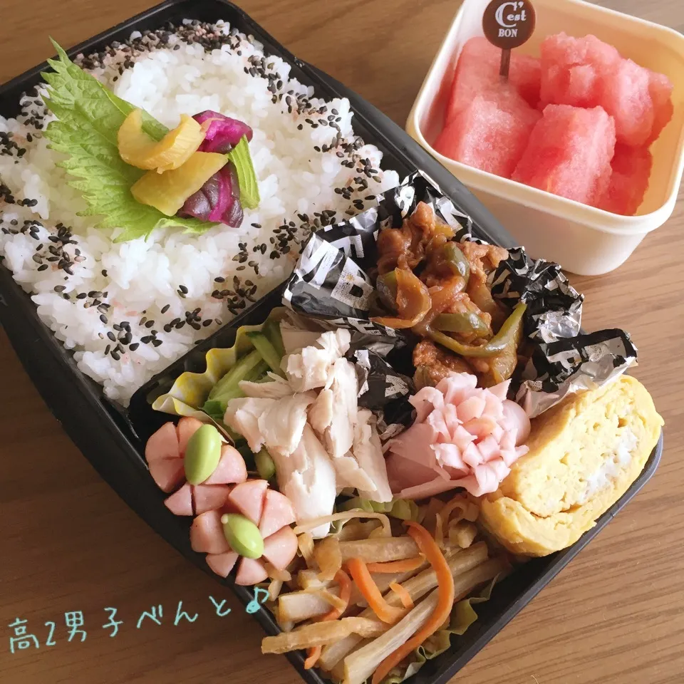 Snapdishの料理写真:高2男子弁当〜待ってたよスイカww(✪▽✪)|yukimiya7262さん