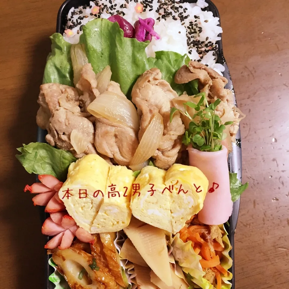 高2男子弁当〜からちゃんまねっこ♡オイマヨ照り焼きちくわ入♪|yukimiya7262さん