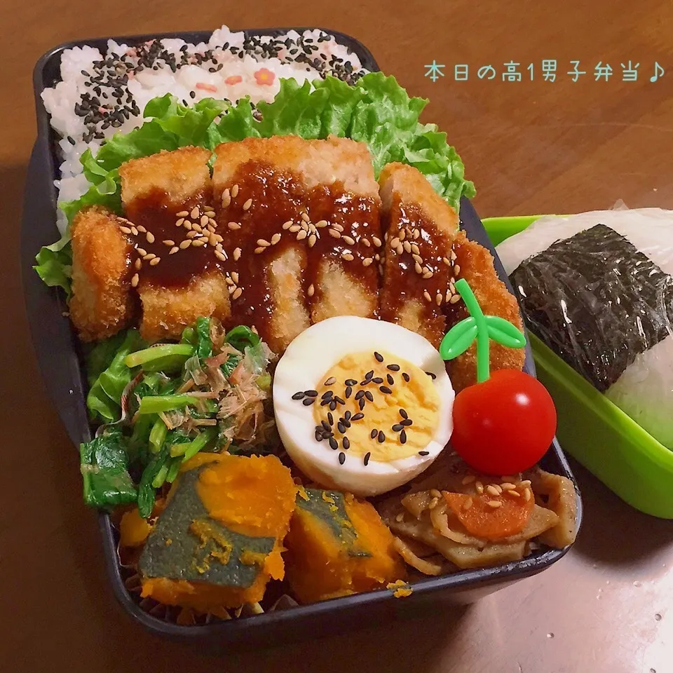 高1男子弁当〜トンカツ乗っけどーん☆|yukimiya7262さん