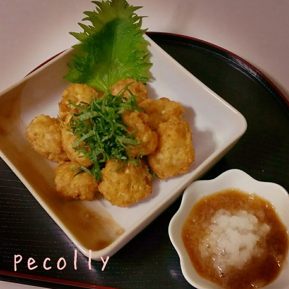 お豆腐鶏団子 おろしぽん酢添え|海猫さん