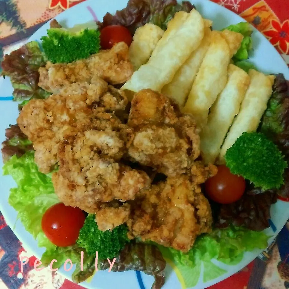 鶏ももの唐揚げ&餃子の皮でチーズフライ|海猫さん