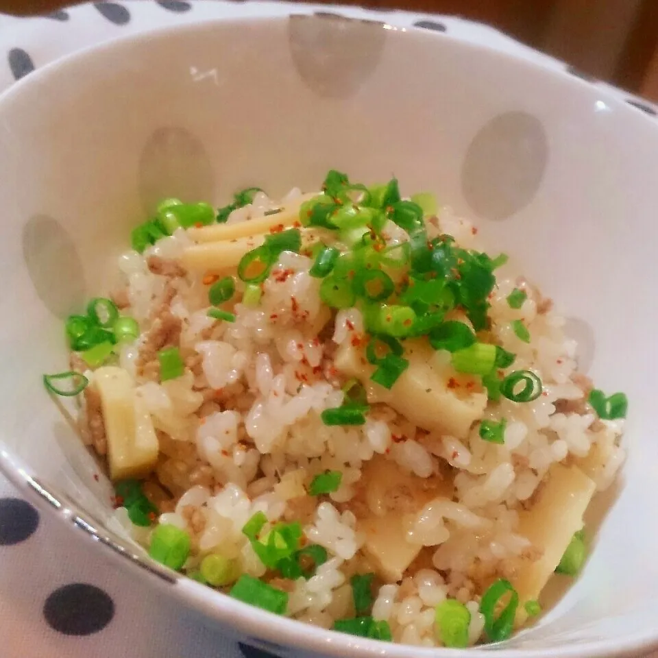 筍と合挽と新生姜のおこわ風＊オイスター風味♪|mi_neneco♪さん