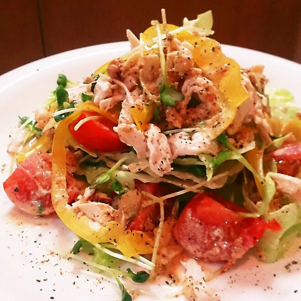 アレンジ胡麻ダレの棒々鶏風サラダ|mi_neneco♪さん