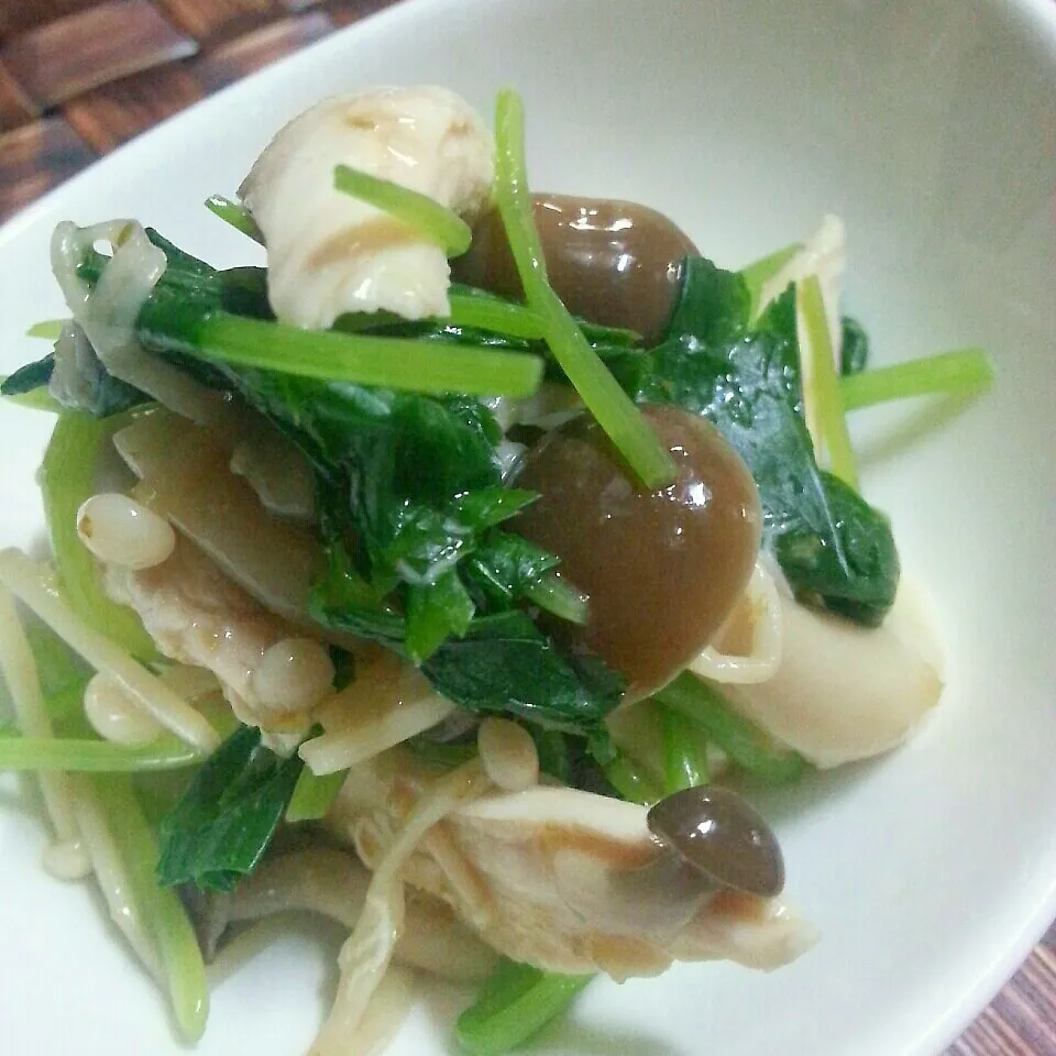 三つ葉たっぷりササミときのこの柚子こしょう和え☆|akeminさん