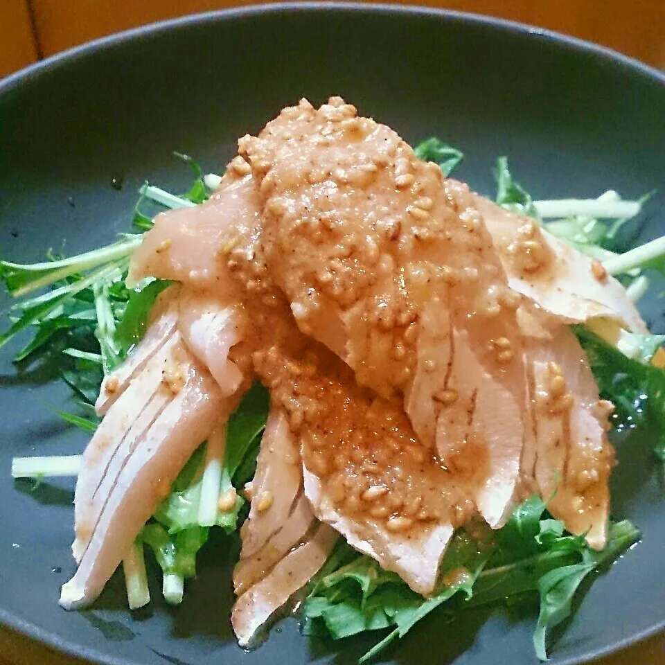 ヒラスと水菜の胡麻ワサビ醤油サラダ|mi_neneco♪さん