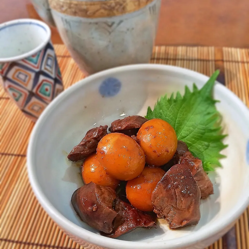 Snapdishの料理写真:お酒が進む日持ちおつまみ♡鶏レバーとキンカンの甘辛煮|可爱多さん